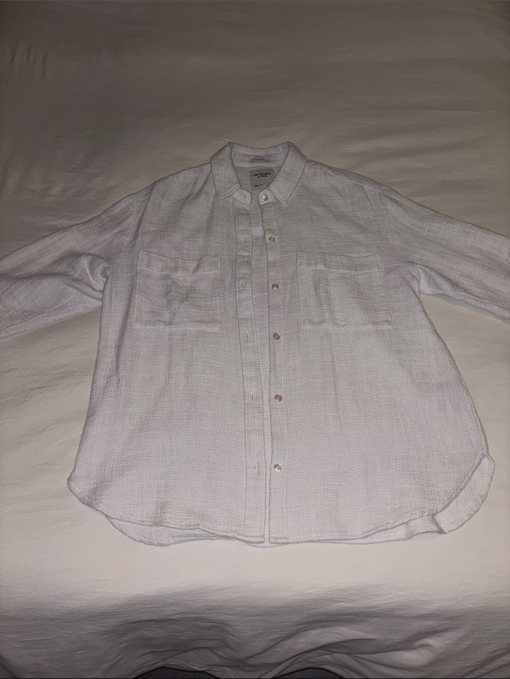 Abercrombie & Fitch Cream Textured Button-Down Shirt